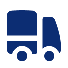 Here's an alt tag for the image: `Blue delivery truck icon`